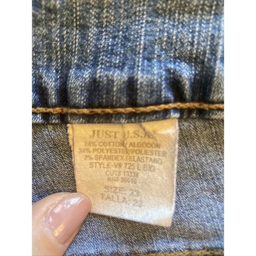 Just USA Womens Jeans Medium Wash Stretch Denim Size 23 Blue 2 Buttons Pre Owned - Picture 7 of 8