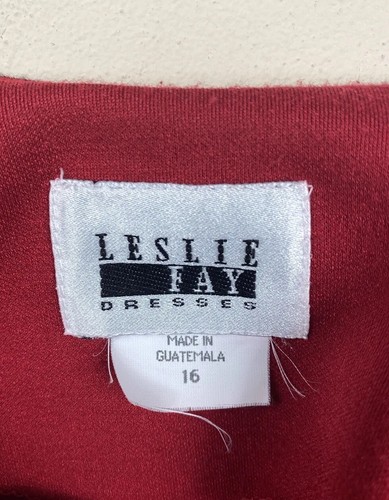 Vtg Leslie Fay Womens 16 Red Blazer Jacket Dress Coat Button Down 90s Mom Granny - Picture 3 of 6