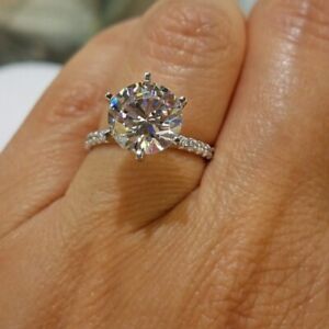 1 CT Created Diamond Engagement Ring Round Cut D/VVSI 14K White Gold Plated
