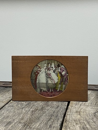 Antiguo reverso de 1800 sobre pintura de vidrio Hinterglasmalerei salón de baile - Imagen 1 de 3