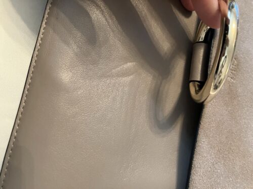 CHLOE FAYE Light Beige Suede/leather Large Bag Shoulder Purse GUC square Gold - Picture 3 of 24