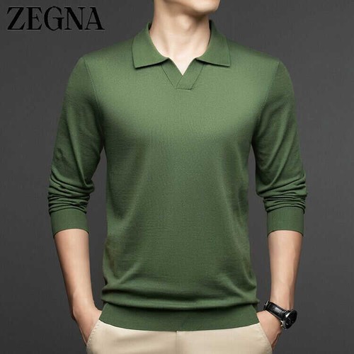 z)e)g)n)a Slim solid color long sleeve sweater for men - Picture 3 of 17