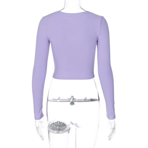 Fashion Women Sexy V Neck Long Sleeve T-shirt Bandage Crop Top Slim Dance Blouse - Picture 31 of 61