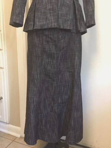 LARRY LEVINE Stretch Skirt Suit Blazer Black Flared Lined Sz Small 8 - Picture 6 of 8