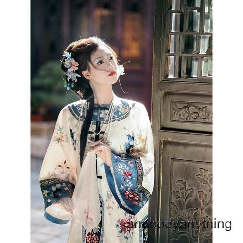 Retro Women Chinese Qipao Qing Dynasty Hanfu Dress Printed Cheongsam 3/4 Sleeve - Bild 3 von 25