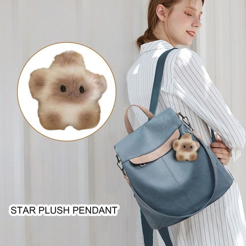 Brown Star Bag Charm Keychain Pendant Purse charm Plush Fluffy Star Doll - Picture 6 of 14