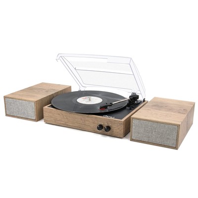 LP&No.1 Wireless Turntable with Stereo Bookshelf Speakers, 3 Speed Vintage Be...