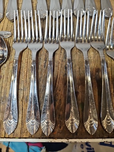 Vintage DJ Silverplate Flatware Japan 64 Marquis Pattern Fan Tip Design Korea - Picture 13 of 19