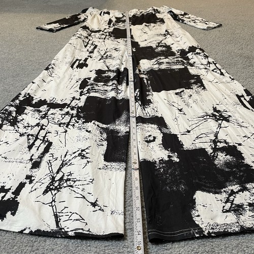 Women’s Off The Shoulder Jumpsuit Sz XL Wide Leg Black Abstract Stretch Party - Picture 5 of 13