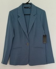 RAFAELLA Womens Blue Blazer SIZE SMALL Stretch Single Notch Collar