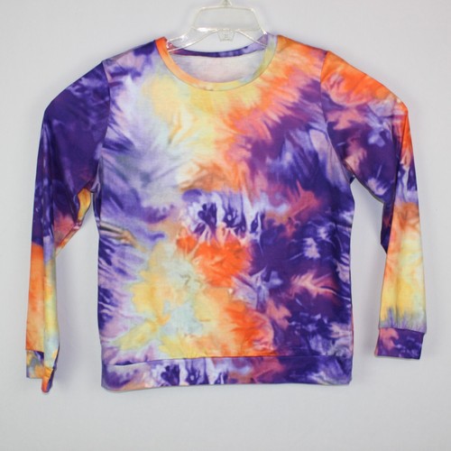 2-pc Lounge Set Tie Dye Women Size L Long-Sleeve Top & Pants Casual Sleepwear - Picture 2 of 12