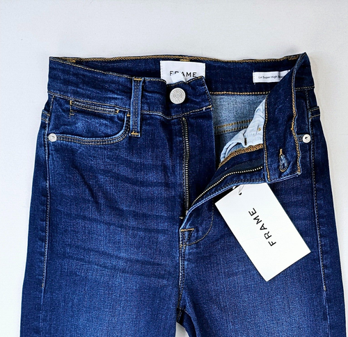 Frame Size 24X30 Women's Le Super High Straight Blue Denim 5 Pocket Jeans NWT - Picture 13 of 16