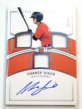 Chance Sisco 2018 National Treasures Rookie Triple Jersey Auto 12/99 Orioles  RC