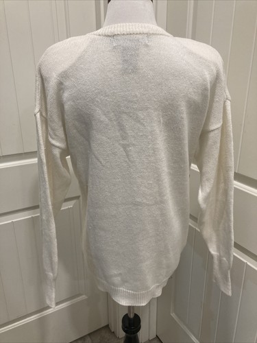 Vtg. Off White Embellished Spree international Sweater SZ S Mixed Material - Picture 5 of 12