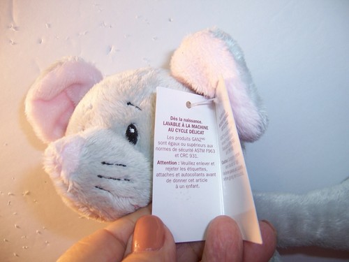 BABY GANZ Plush Gray Pink Mouse/Nice Mice Rattle/TeetherToy/Lovey - NWT - Picture 4 of 6