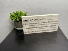 Mother Wood White Black Décor Sign