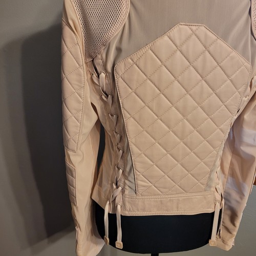 Blanc Noir Women's Light Pink Leather Mesh Moto Jacket Size Large - Picture 20 of 23