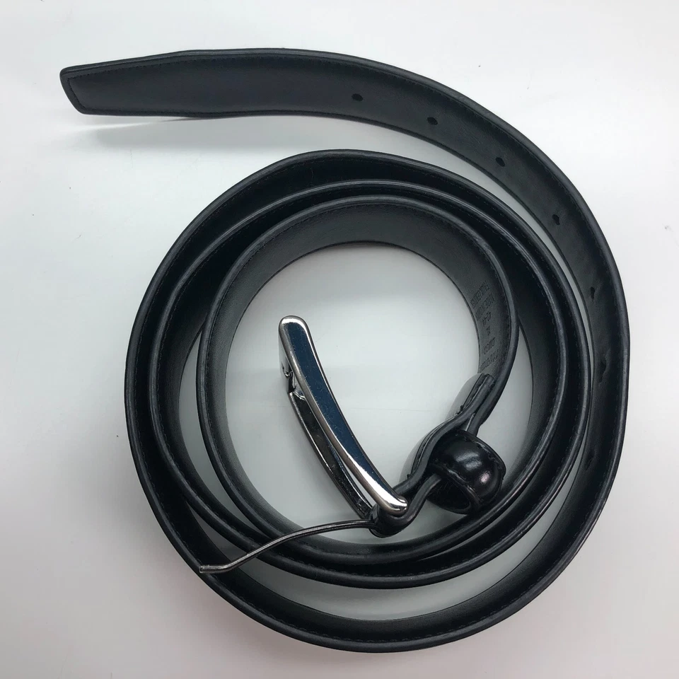 Cinturón de vestir negro sin marca para hombre talla XL 42-44 imitación cuero hebilla plateada 1 1/4" Foto 2 de 4