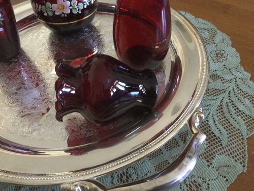 Collection of Handblown Ruby Red Vintage Small Vases/Decanters - Picture 7 of 21