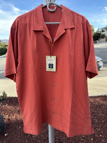 Tommy Bahama Hawaiian Shirt Flags of Leisure 100% Silk Men's Size Large Orange - Picture 2 of 9