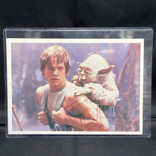 Star Wars Autographed 7x5 Photo Mark Hamill Luke Skywalker Yoda Topps Post Card