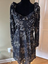 ASTR The Label Women's Dress Black white flora Long Sleeve cutout lined Sz M New