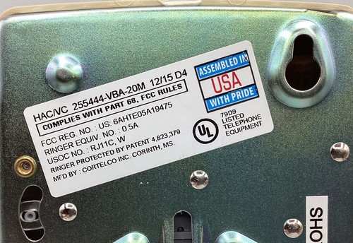 NIB Cortelco Push Button Touch Tone Wall Mount Telephone 2554 Made in the USA - Picture 4 of 7