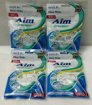AIM Precision 4-PACK Floss Flossers Angled Picks Shred Resistant Total 240 Picks