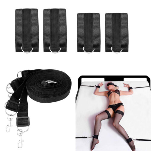 BDSM Bed Bondage Handcuffs Leg Cuffs Restraint Straps Sex Toys For Couples Women eBay pic image