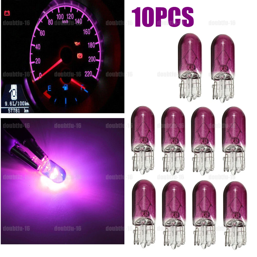 10x Purple T10 501 W5W Car Dashboard Dash Panel Gauge Light Bulbs Accessories