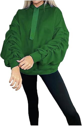 Womens Ruched Long Sleeve Satin Ribbon Hoodie Ladies Plain Hooded Jumper Top - Picture 5 of 17