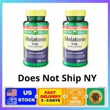Spring Valley Melatonin Tablets Dietary Supplement Value Size, 5 mg, 240 Ct, 2pk