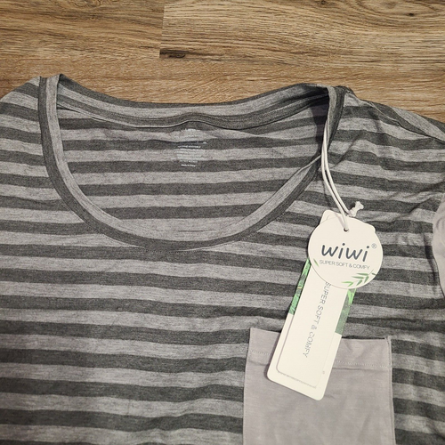 NWT WIWI size XL Soft Comfy bamboo viscose Pajamas Shirt Top Short sleeve Tee - Picture 2 of 3