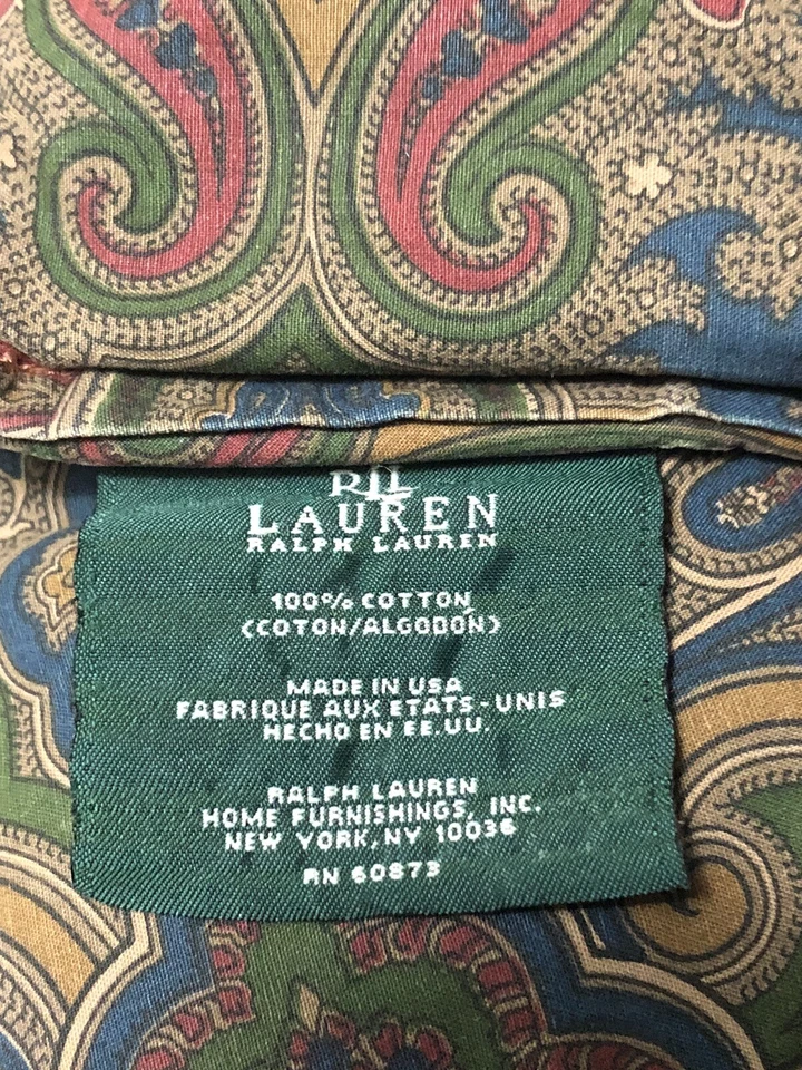 "Edredón Ralph Lauren BRIANNA Paisley Verde Azul F/Queen Satén De Colección 92x96""" Foto 3 de 4