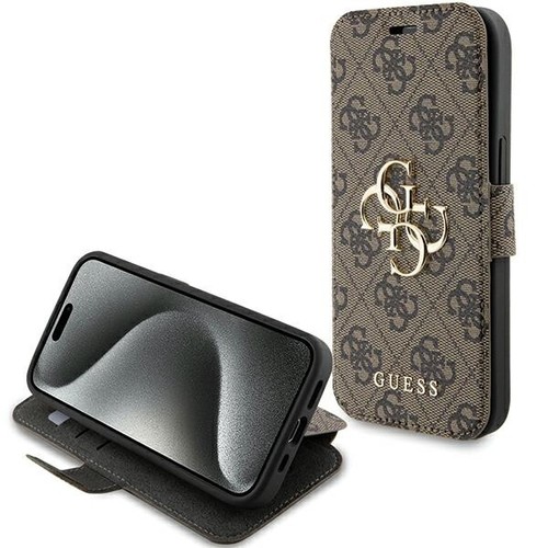Funda para móvil iPhone 15 Guess logotipo marrón dorado ajustable - Imagen 7 de 8
