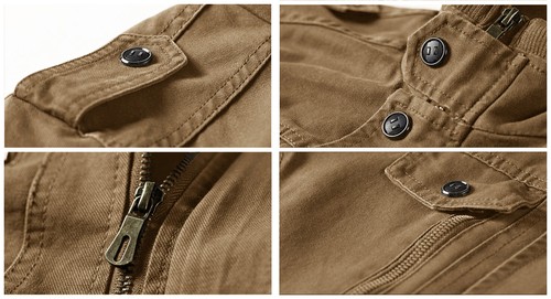 Men's Bomber Jacket Outdoor Field Cotton Coat Casual Work Camping Hiking Jackets - Picture 6 of 24