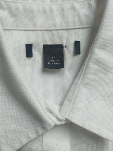 Land's End Girl Button Down White 3/4 Sleeve  Uniform Collar Shirt Size 6x  - Picture 2 of 3