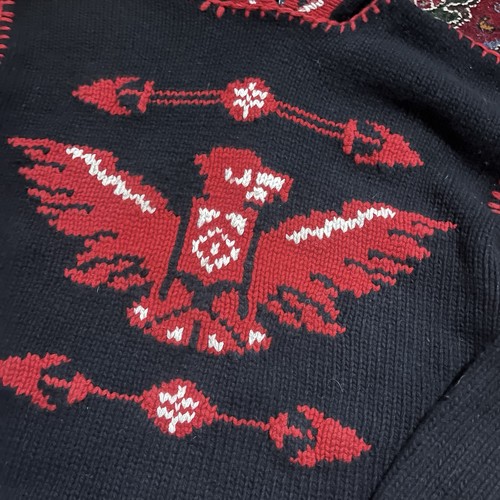 Polo Ralph Lauren Rlx Aztec Eagle Merino Wool Hooded Knit Sweater Snow Beach 92 - Picture 3 of 4