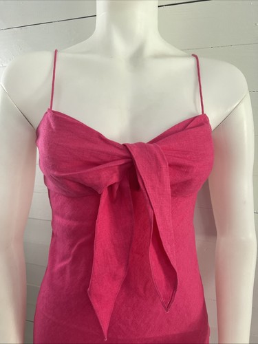 Women’s Muse Maxi Dress Size 2 Sleeveless Hot Pink 100% Linen Barbie Pink - Picture 3 of 12