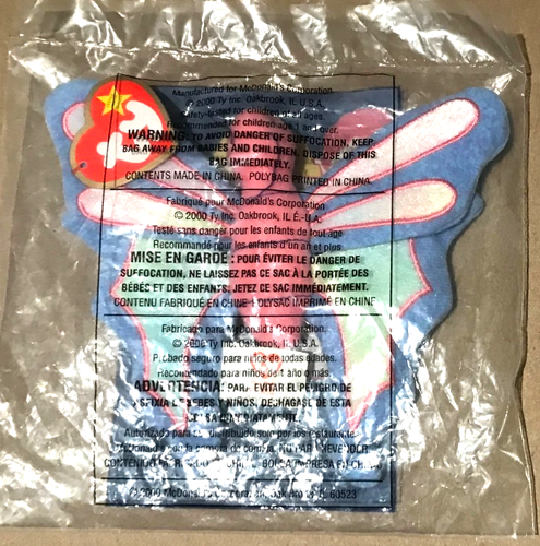2000 Ty Teenie Beanie Babies McDonalds #8 Flitter The Butterfly In Package - Picture 2 of 3