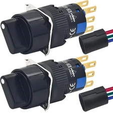 2x Rotary Selector Switch 3 Position ON Off 2NO 2NC DPDT Latching Wire C635