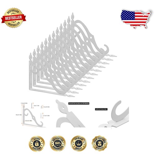 12 Pack Heavy Duty White Shelf Brackets 9.4 x 7.5 inch - Durable Metal Support