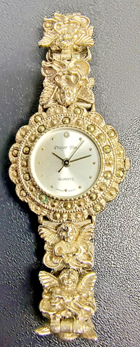 RELOJ CUARZO TONO PLATA DAMAS TIEMPO ORACIÓN FIRMADO DISEÑADOR VINTAGE - Imagen 1 de 5