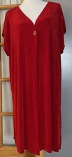 Vtg 70s Red Knit Duster Cardigan 2XL Sleeveless 1-Button Embroidery Tassel