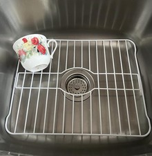 Sink Protectors for Kitchen Sink Bottom with White Coating Grate Insert Grid ...