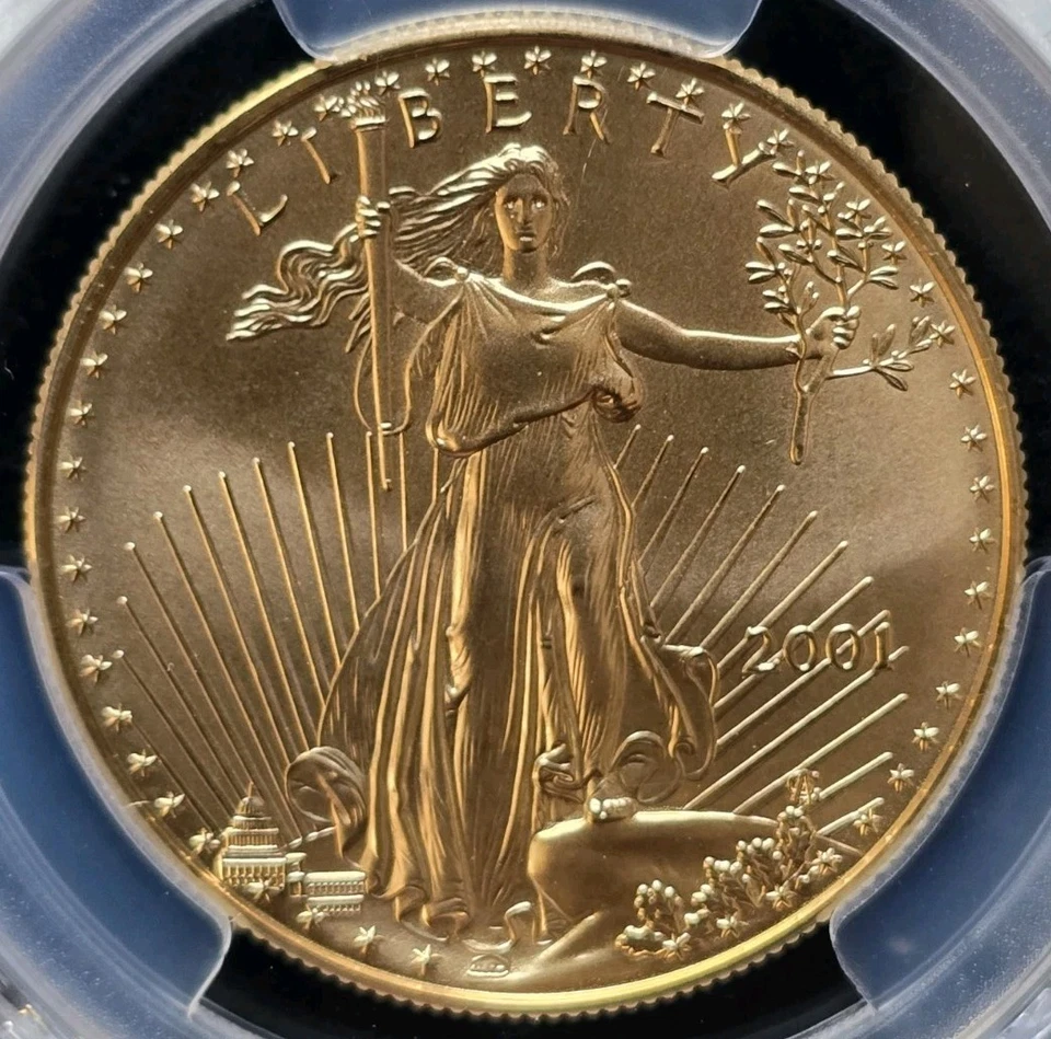 2001 $50 Gold Eagle World Trade Center 9/11 Recovery PCGS MS70 - Image 2 of 4