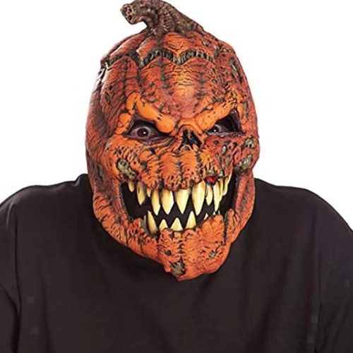 Gruselige böse Latex Kürbis Gesichtsmaske Volle Kopfbedeckung für Männer NEU - Bild 4 von 8