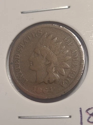 1864 indian head penny with l Vg+