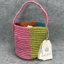 APAYA Colorblock Mini Bucket Tote Bag Artisan Made In Colombia Multicolor NEW