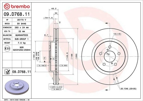 BREMBO 2x Brake Discs Vented Front Axle Braking For Subaru Impreza XV 09.D768.11 - Picture 2 of 7